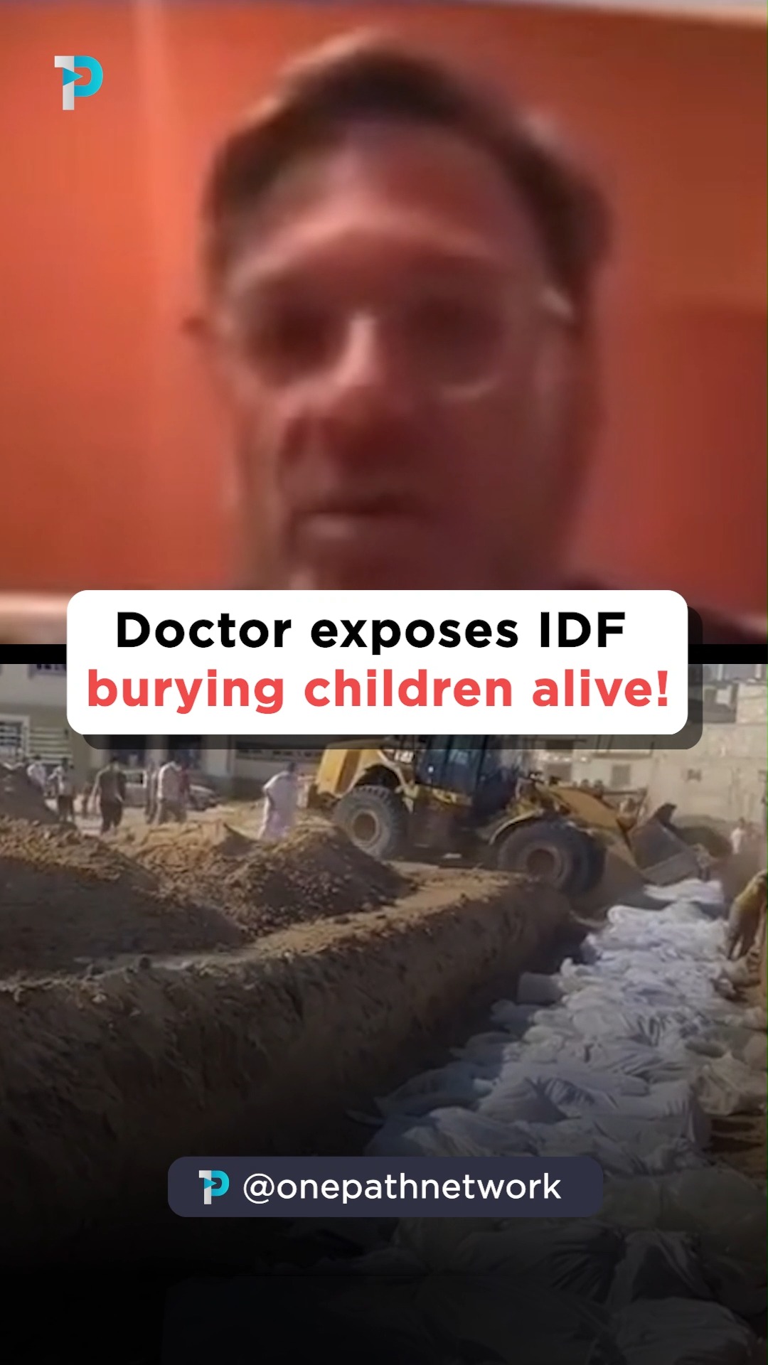 Screenshot of the original Instagram reel: IDF Bulldozer Buries Children Alive: Disputed Eyewitness Testimony