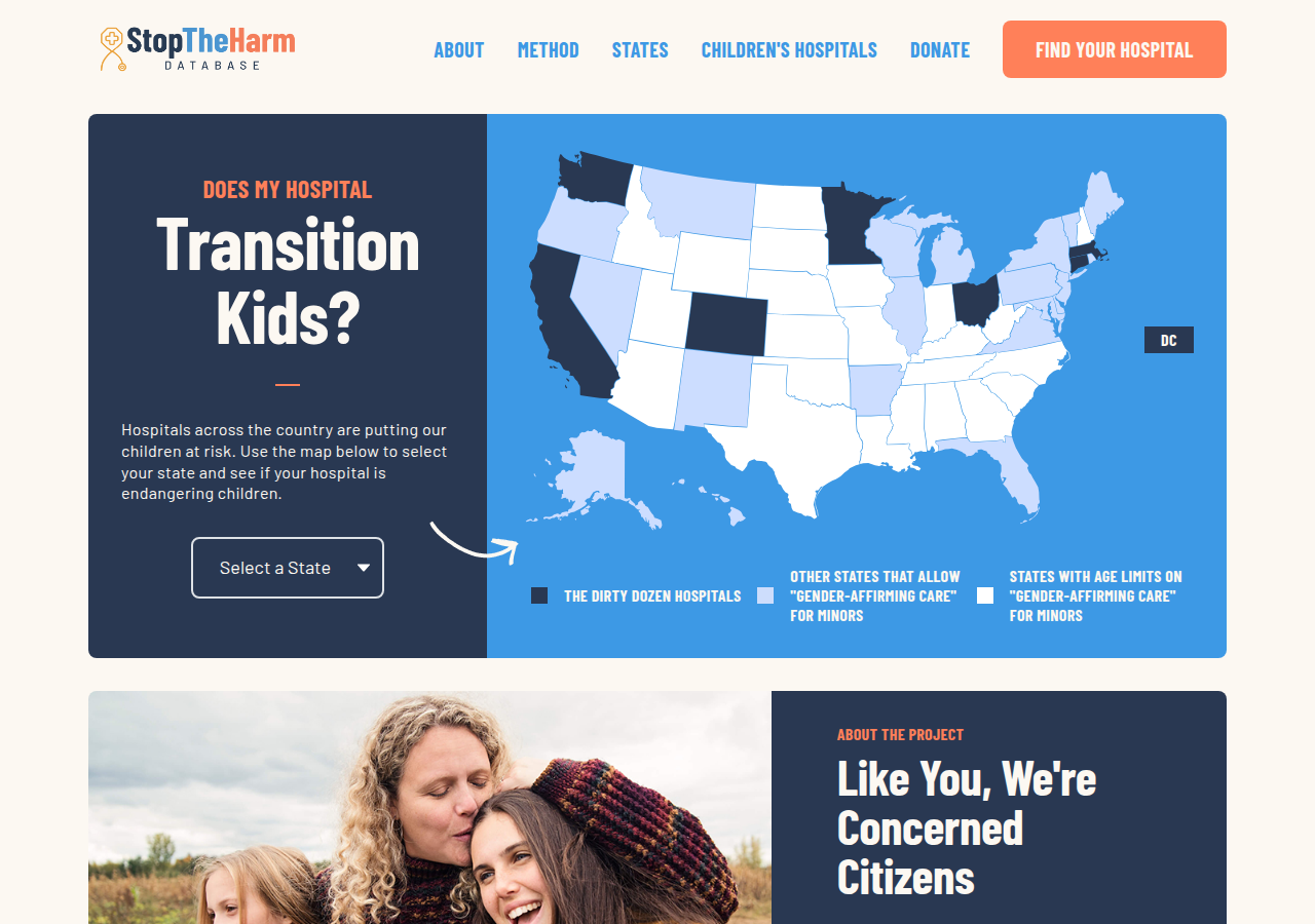 Stop The Harm Database: US hospitals offering gender treatments to minors