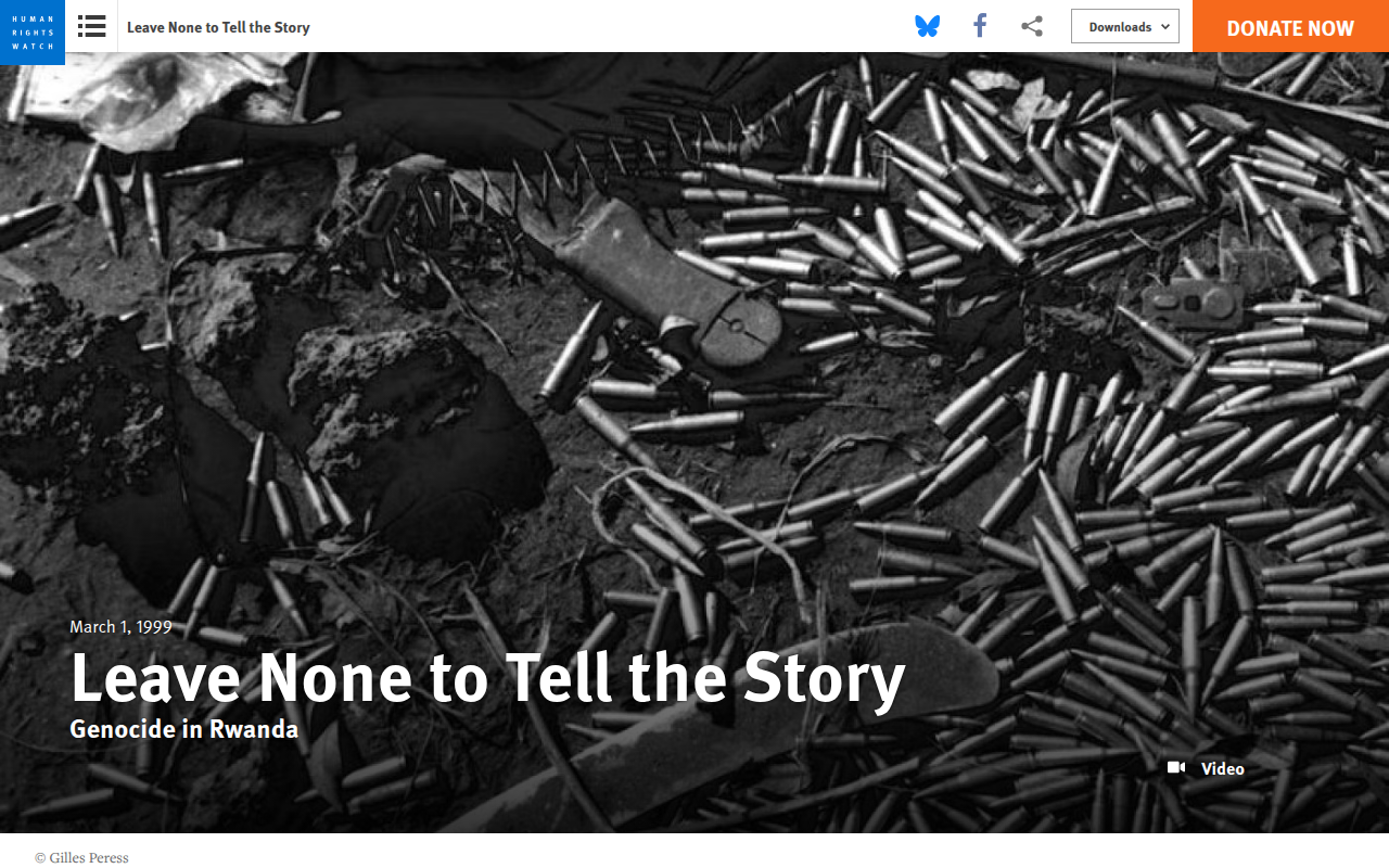 Screenshot of Human Rights Watch: Leave None to Tell the Story — Genocide in Rwanda (1999)