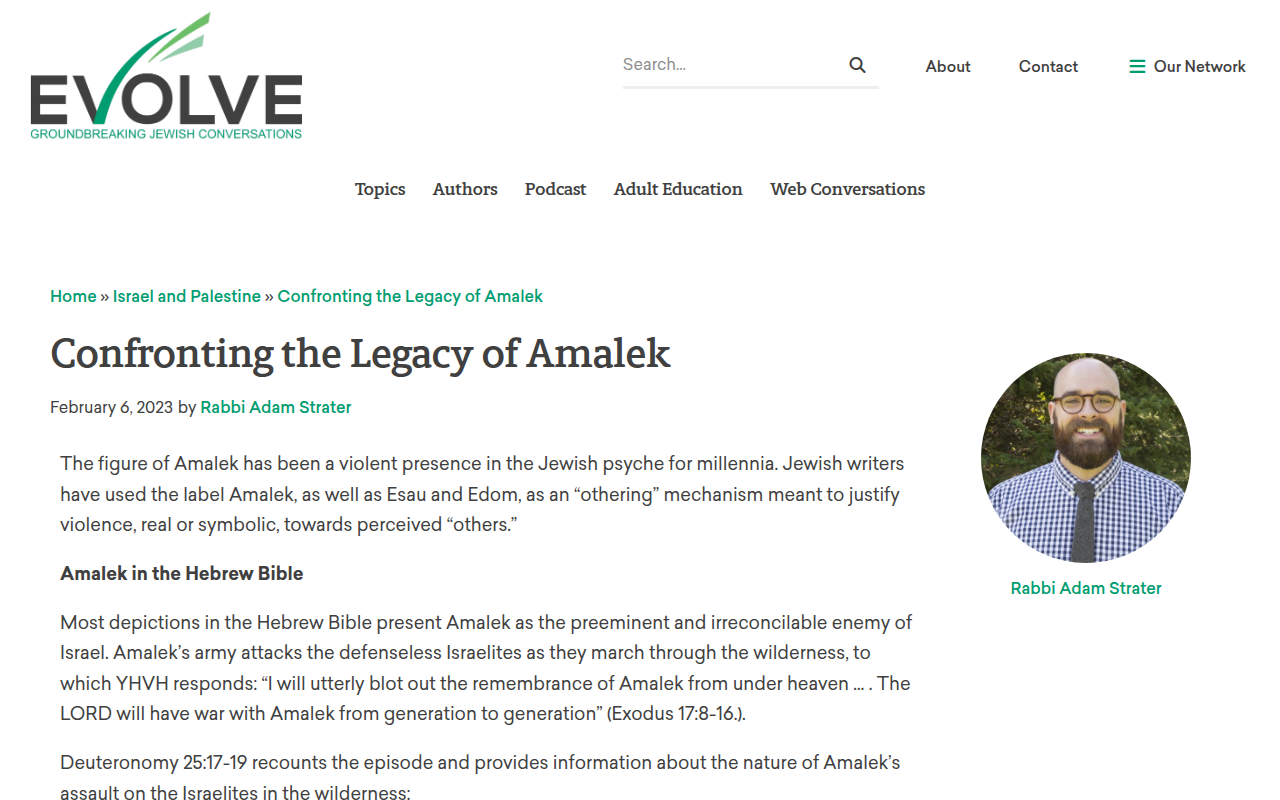 Screenshot of Reconstructing Judaism (Evolve): Confronting the legacy of Amalek